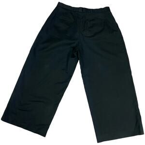 Banana Republic Crop Pants Black Pleated Front Wide Leg Women's 8 Lyocell‎ Blend